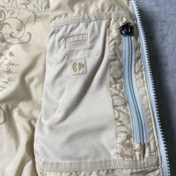 The North Face Womens 550 Down Blue Puffer Vest Hooded Faux Fur Large Zip Vintag - Picture 11 of 14